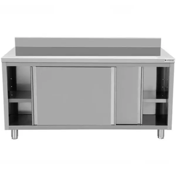 Werkbank | RVS | Schuifdeuren + Achteropstand | 600mm Diep | 850mm Hoog