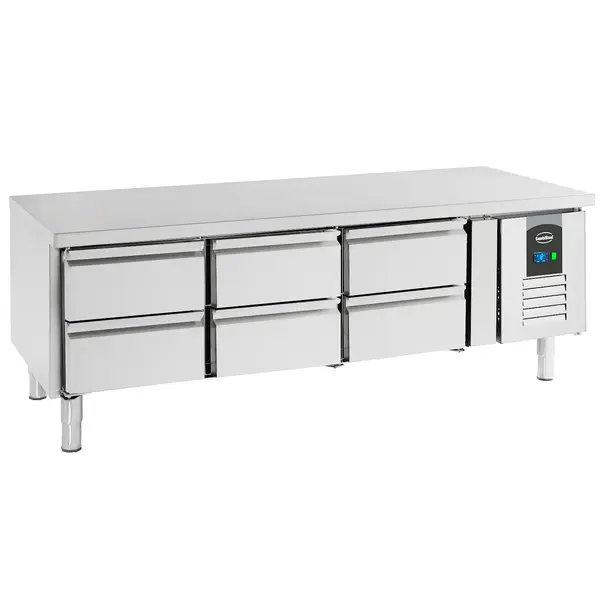 Koelwerkbank | STANDARD LINE | Laag Model | 302L | 6 Laden (1/1 GN) | +2°C/+8°C | Geforceerd | 1600x700x650(h)mm