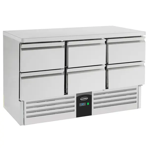Koelwerkbank | COMPACT LINE | 400L | 6 Laden (1/1 GN) | +2°C/+8°C | Statisch + Ventilator | 1365x700x875(h)mm