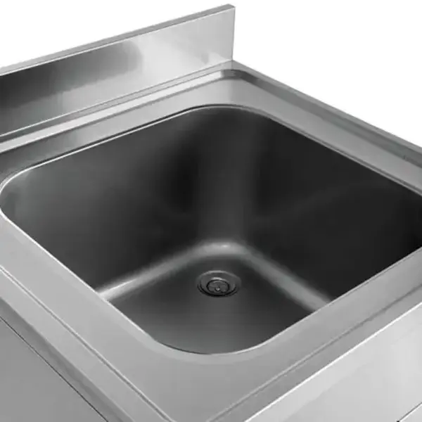 RVS Spoelwerktafel met spoelbak en bodemschap | Met achteropstand zelfmontage | 600x700x850(h)mm