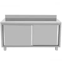 UNNINOX RVS Werkbank met Schuifdeuren + Achteropstand | 700mm diep | 850mm hoog