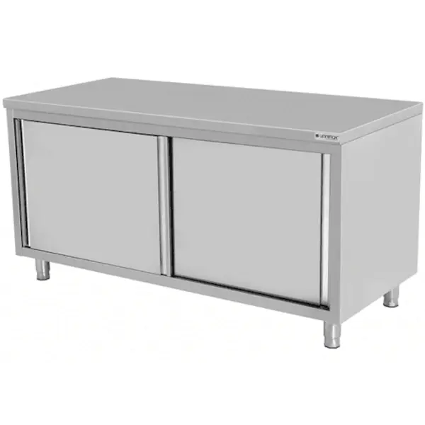 RVS Werkbank met Schuifdeuren | 700mm diep | 850mm hoog