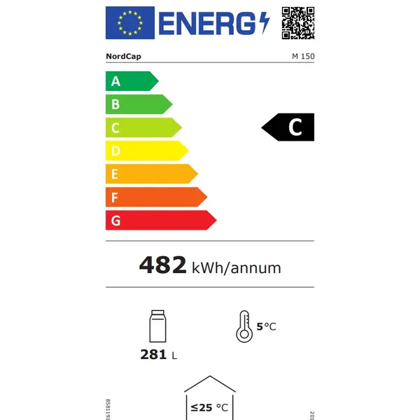 Koelkast | 281L | Wit | +2°C/+10°C | Geforceerd | Wielen | 600x595x1560(h)mm