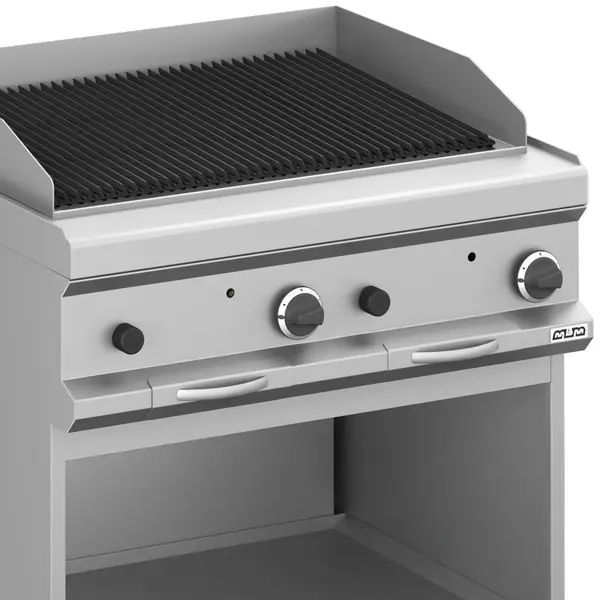 Lavasteengrill | MAGISTRA PLUS 700 | Gas | Oppervlak 704x475 (Gietijzer) | 15kW | Piëzo Ontsteking | Open Onderkast | 800x714x250(h)mm