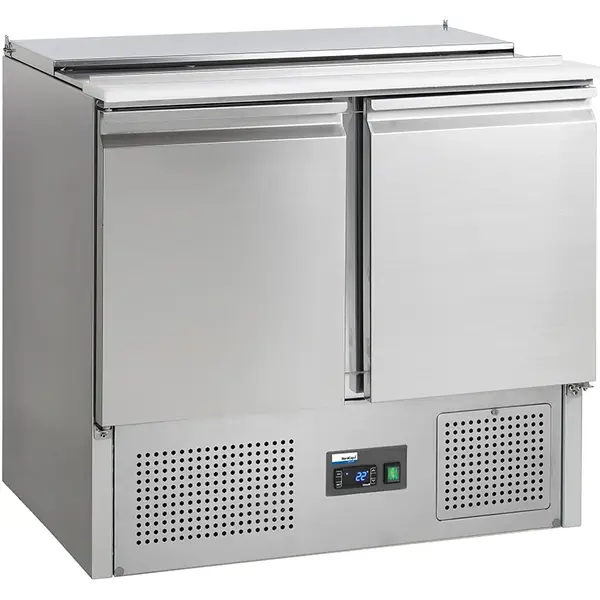 Saladette | COOL-LINE | 260 L | 2 Deuren (1/1 GN) | Boven 2x 1/1 GN + 2x 1/4 GN | +2°C/+10°C | Geforceerd | Schuif-/Klapdeksel + Snijblad | 900×700×877(h)mm