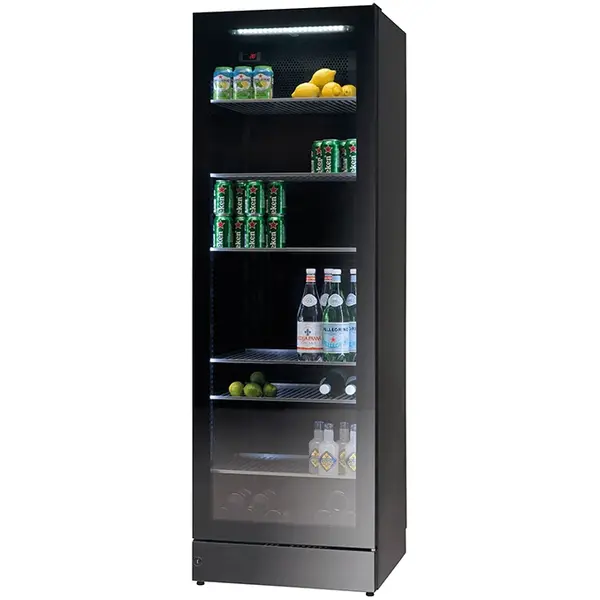 Koelkast | 344L | Zwart | +2°C/+10°C | Geforceerd | Wielen | 595x610x1850(h)mm