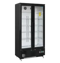 Polar Drankenkoeling | 490L | Zwart | +2°C/+8°C | Statisch + Ventilator | Draaideuren | Wielen | 920x514x1880(h)mm