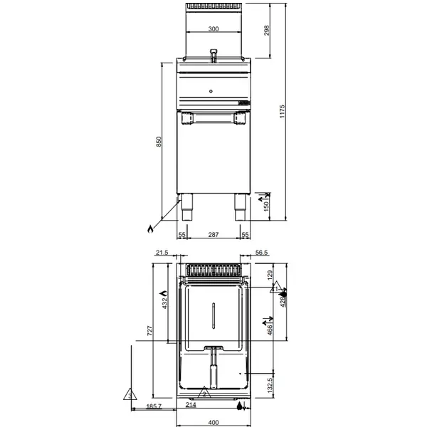 Friteuse | MAGISTRA PLUS 700 | Gas | 14L | 90°C/190°C | 12.5kW | Aftapkraan | Piëzo Ontsteking | 400x714x850/1180(h)mm