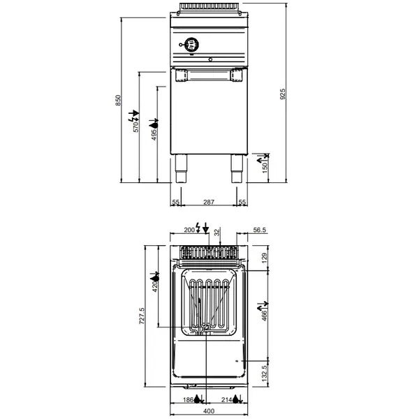 Friteuse | MAGISTRA PLUS 700 | Elektrisch | 13L | 100°C/190°C | 9kW (400V) | Aftapkraan | 400x714x850(h)mm