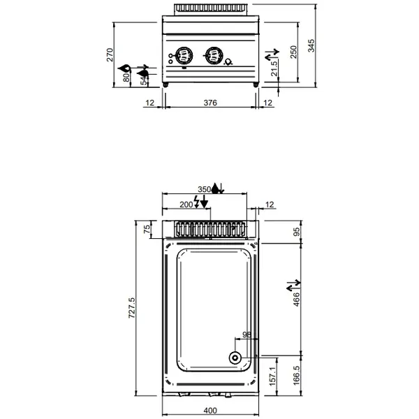 Bain-Marie | MAGISTRA PLUS 700 | Elektrisch | 1/1 GN | 1.5kW (230V) | Aftapkraan | 400x714x250(h)mm