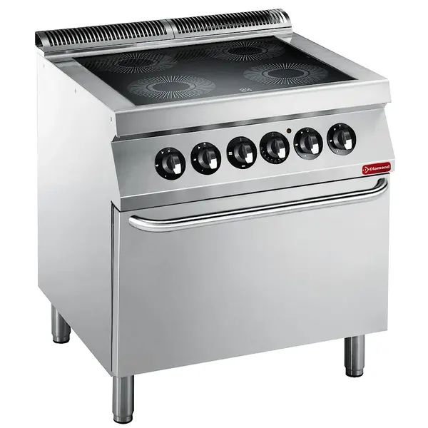 Glaskeramisch Fornuis + Oven | MAXIMA 700+ | Elektrisch | 4 Kookpunten (Ø230) + 2/1 GN Oven | 14.8kW (400V) | 800x700x850/907(h)mm