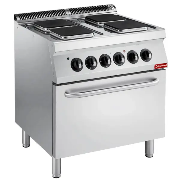 Fornuis + Oven | MAXIMA 700+ | Elektrisch | 4 Kookpunten (230x230) + 2/1 GN Oven | 16.4kW (400V) | 800x700x850/908(h)mm