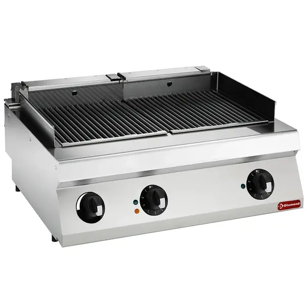 High Power Stoomgrill | MAXIMA 700+ | Elektrisch | Oppervlak 690x400 (RVS) | 7.5kW (400V) | Vulkraan + Aftapkraan | 800x700x274/348(h)mm
