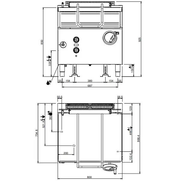 Kantelbare Braadpan | MAGISTRA PLUS 700 | Elektrisch | 50L | 50°C/300°C | 9kW (400V) | Vulkraan | 800x714x850(h)mm