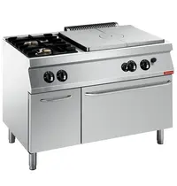 Diamond Fornuis/Doorkookplaat + Oven | MAXIMA 700+ | Gas | 2 Branders (2x 5.5kW) + Plaat (7kW) + 2/1 GN Oven (6kW) | Waakvlam/Piëzo | Neutraal Vak | 1200x700x850/908(h)mm