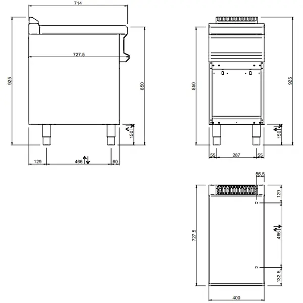 Neutrale Werkunit | MAGISTRA PLUS 700 | Open Onderkast | 400x714x850(h)mm