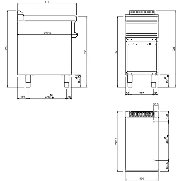 Neutrale Werkunit | MAGISTRA PLUS 700 | Lade + Open Onderkast | 400x714x850(h)mm
