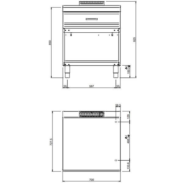 Neutrale Werkunit | MAGISTRA PLUS 700 | Open Onderkast | 700x714x850(h)mm