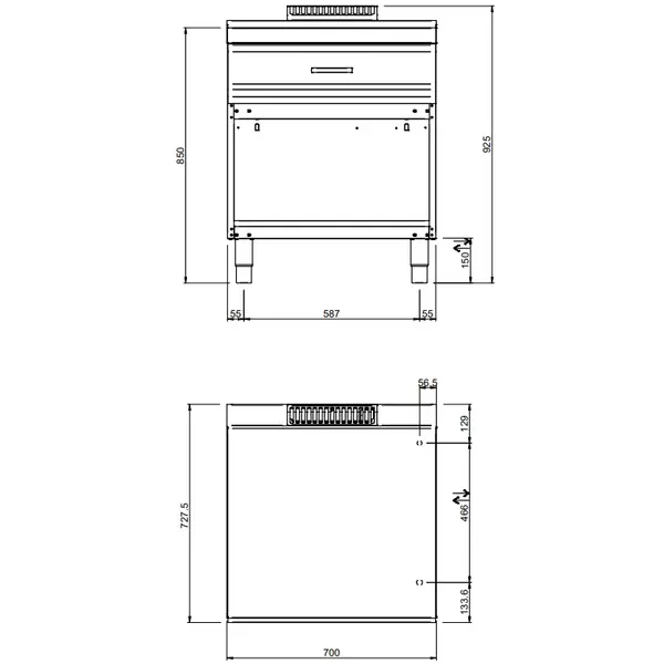 Neutrale Werkunit | MAGISTRA PLUS 700 | Lade + Open Onderkast | 700x714x850(h)mm