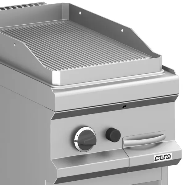 Bak-/Grillplaat | MAGISTRA PLUS 700 | Gas | Gegroefd Oppervlak 350x570 (RVS) | 5.5kW | Piëzo Ontsteking | Open Onderkast | 400x714x850(h)mm