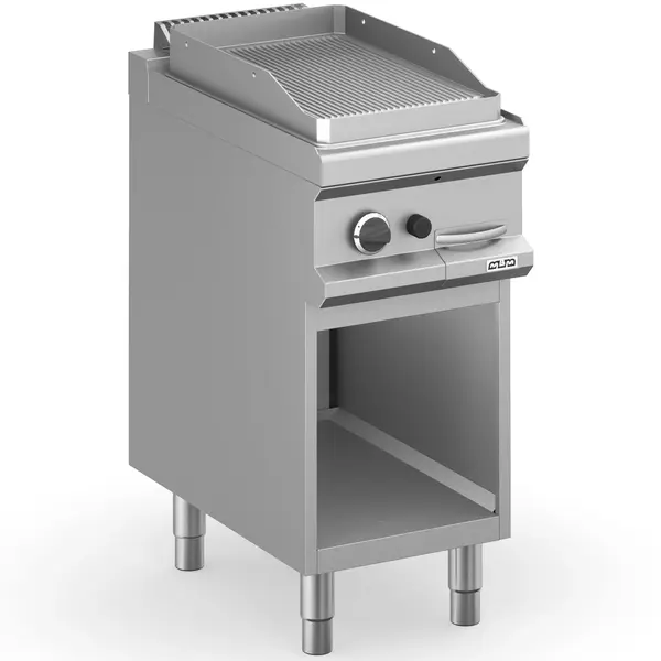 Bak-/Grillplaat | MAGISTRA PLUS 700 | Gas | Gegroefd Oppervlak 350x570 (RVS) | 5.5kW | Piëzo Ontsteking | Open Onderkast | 400x714x850(h)mm