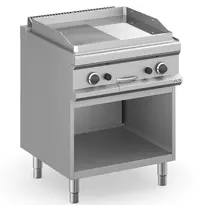 MBM Italy Bak-/Grillplaat | MAGISTRA PLUS 700 | Gas | Glad/Gegroefd Oppervlak 650x570 (RVS) | 11kW | Piëzo Ontsteking | Open Onderkast | 700x714x850(h)mm