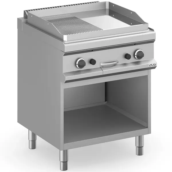 Bak-/Grillplaat | MAGISTRA PLUS 700 | Gas | Glad/Gegroefd Oppervlak 650x570 (RVS) | 11kW | Piëzo Ontsteking | Open Onderkast | 700x714x850(h)mm