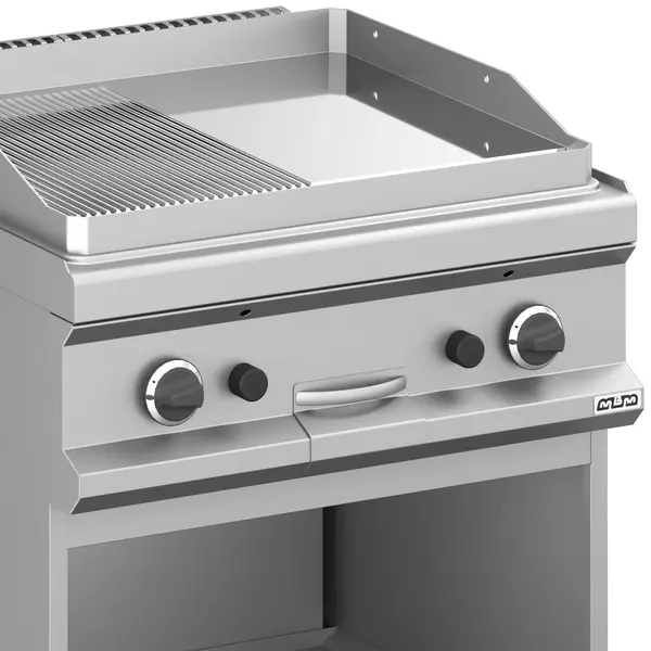 Bak-/Grillplaat | MAGISTRA PLUS 700 | Gas | Glad/Gegroefd Oppervlak 650x570 (Verchroomd) | 14kW | Piëzo Ontsteking | Open Onderkast | 700x714x850(h)mm