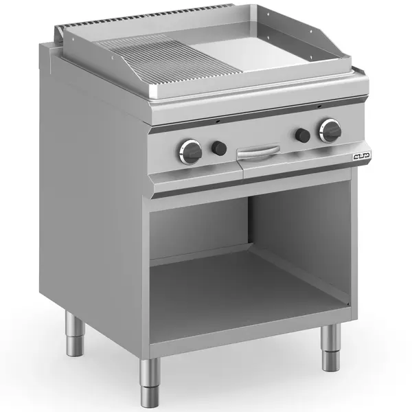 Bak-/Grillplaat | MAGISTRA PLUS 700 | Gas | Glad/Gegroefd Oppervlak 650x570 (Verchroomd) | 14kW | Piëzo Ontsteking | Open Onderkast | 700x714x850(h)mm