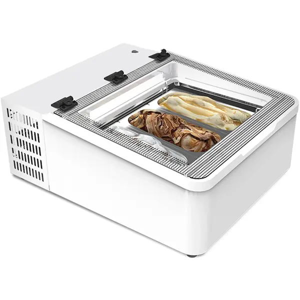 Schepijsvitrine | Energiezuinig | Wit | 3x 5L | -10°C/-22°C | Statisch | Scharnier Achter | 654x790x345(h)mm