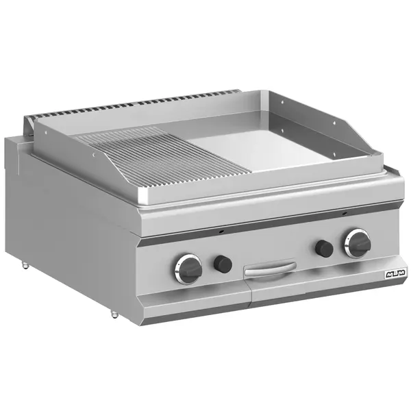 Bak-/Grillplaat | MAGISTRA PLUS 700 | Gas | Glad/Gegroefd Oppervlak 650x570 (Verchroomd/RVS) | 14kW | Piëzo Ontsteking | 700x714x250(h)mm