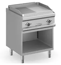 MBM Italy Bak-/Grillplaat | MAGISTRA PLUS 700 | Elektrisch | Glad/Gegroefd Oppervlak 650x570 (RVS) | 8kW (400V) | Open Onderkast | 700x714x850(h)mm