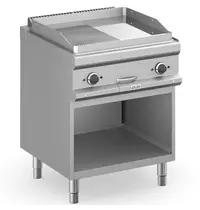 MBM Italy Bak-/Grillplaat | MAGISTRA PLUS 700 | Elektrisch | Glad/Gegroefd Oppervlak 650x570 (Verchroomd) | 8kW (400V) | Open Onderkast | 700x714x850(h)mm