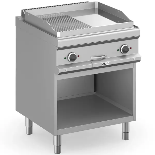 Bak-/Grillplaat | MAGISTRA PLUS 700 | Elektrisch | Glad/Gegroefd Oppervlak 650x570 (RVS/Verchroomd) | 8kW (400V) | Open Onderkast | 700x714x850(h)mm