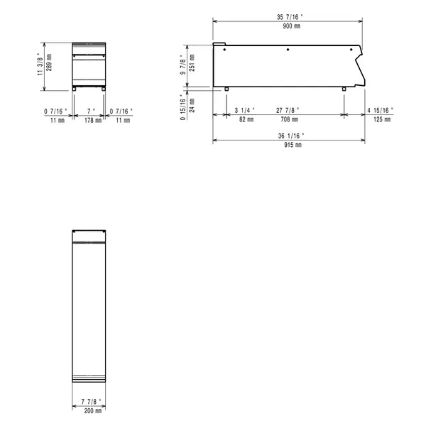 Neutrale Werkunit (Opvulstuk) | MAXIMA 700+ | 200x900x275/289(h)mm