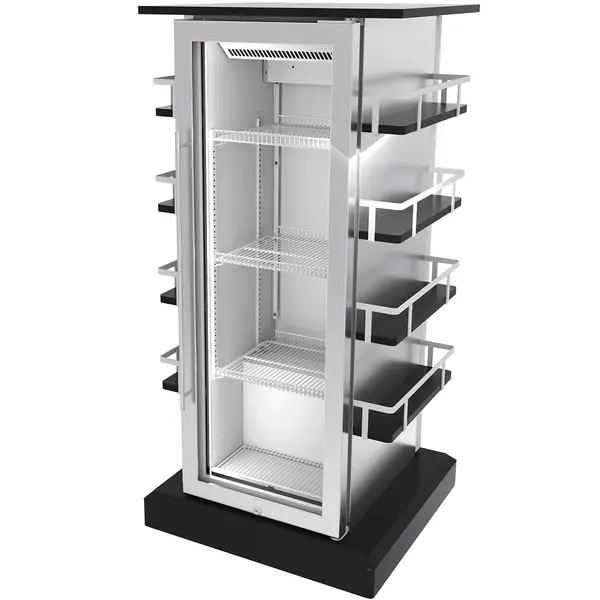 Merchandising Koelkast | 90L | RVS | 0°C/+6°C | Geforceerd | Wielen (Geremd) | 565x540x1180(h)mm