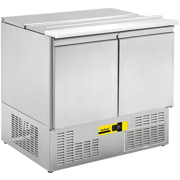 Saladette | 210L | 2 Deuren (1/1 GN) | Boven 1x 1/1 GN + 2x 1/2 GN + 2x 1/4 GN | +2°C/+8°C | Geforceerd | Schuif-/Klapdeksel + Snijblad | 900x730x830(h)mm