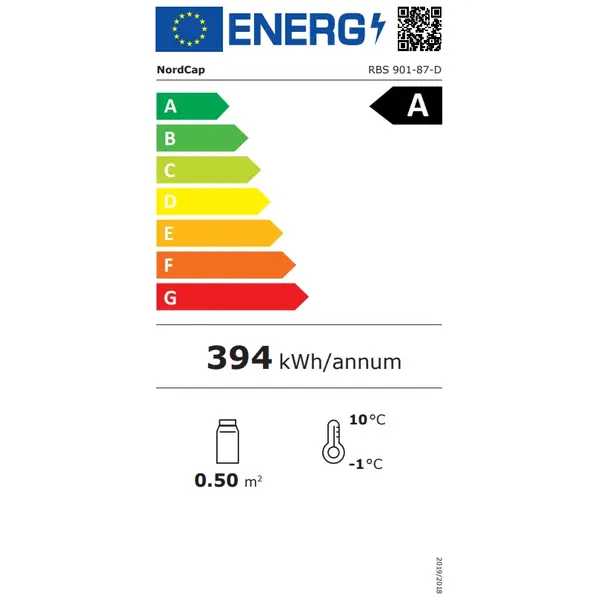 Barkoelkast | Energiezuinig | 190L | Zwart | +2°C/+10°C | Statisch + Ventilator | Draaideuren | 900x520x870(h)mm