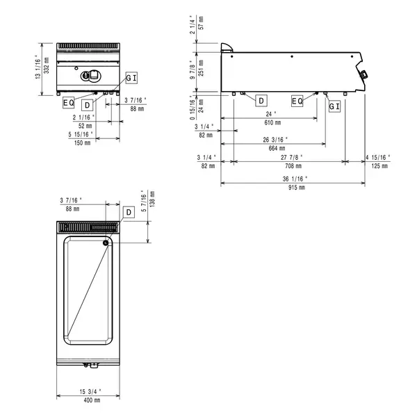 Bain-Marie | MAXIMA 900+ | Gas | 1/1 GN + 1/3 GN | 30°C/90°C | 3kW | Piëzo Ontsteking | Aftapkraan | 400x900x275/332(h)mm