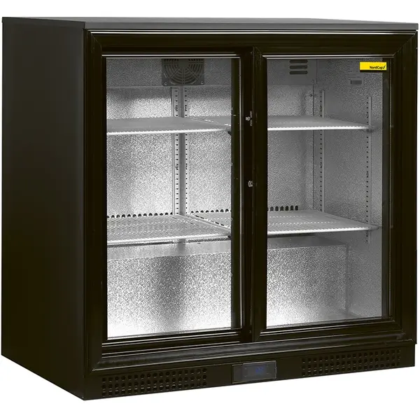 Barkoelkast | Energiezuinig | 190L | Zwart | +2°C/+10°C | Statisch + Ventilator | Schuifdeuren | 900x526x870(h)mm