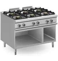 MBM Italy Fornuis | MAGISTRA PLUS 900 | Gas | 6 Branders (3x 7kW + 3x 11kW) | Waakvlam | Open Onderkast | 1200x900x850(h)mm