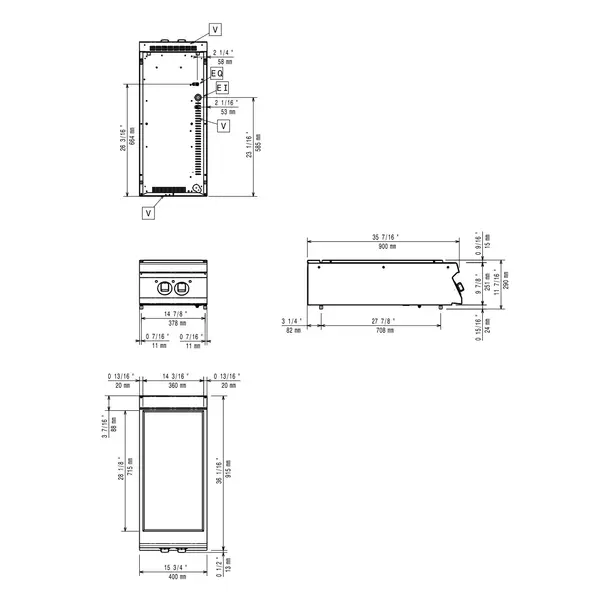 Doorkookplaat | MAXIMA 900+ | Elektrisch | 2 Zones | 80°C/400°C | 7kW (400V) | 400x900x290(h)mm
