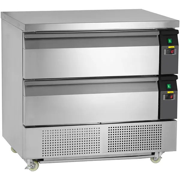 Koel-/Vrieswerkbank | 179L | 2 Laden (4x 1/1 GN) | -18°C/-21°C & +1°C/+4°C | Geforceerd | Wielen (Geremd) | 905x700x865(h)mm