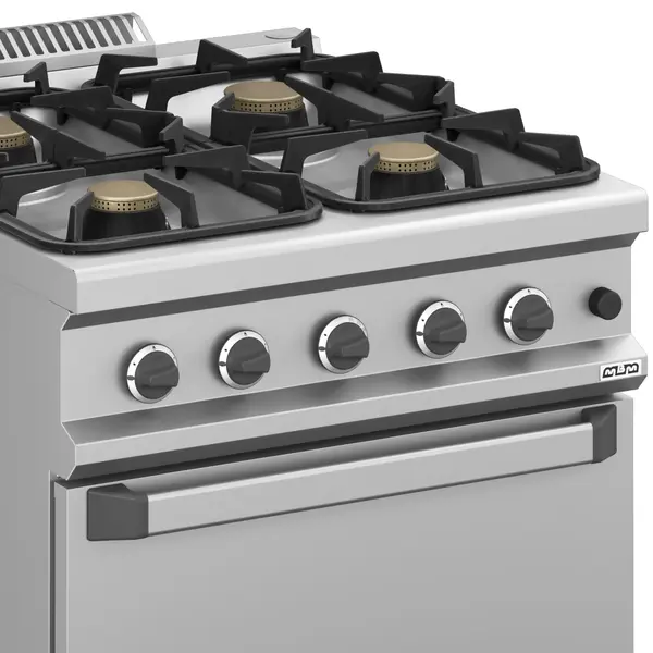 Fornuis + Oven | MAGISTRA PLUS 900 | Gas | 4 Branders (2x 7kW, 2x 11kW) + 2/1 GN Oven (7kW) | Waakvlam/Piëzo | 800x900x850(h)mm