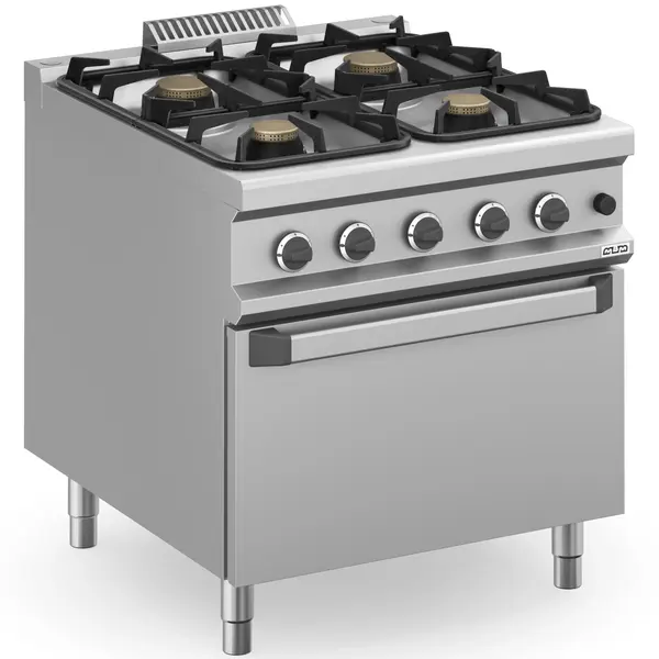 Fornuis + Oven | MAGISTRA PLUS 900 | Gas | 4 Branders (2x 7kW, 2x 11kW) + 2/1 GN Oven (7kW) | Waakvlam/Piëzo | 800x900x850(h)mm