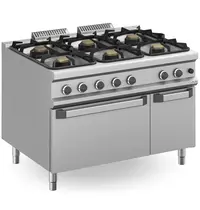 MBM Italy Fornuis + Oven | MAGISTRA PLUS 900 | Gas | 6 Branders (3x 7kW, 3x 11kW) + 2/1 GN Oven (7kW) | Waakvlam/Piëzo | Neutraal Vak | 1200x900x850(h)mm
