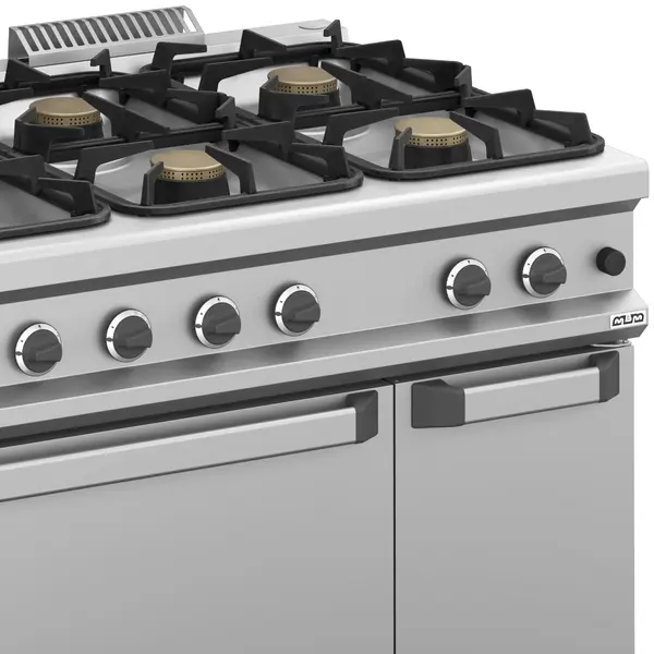 Fornuis + Oven | MAGISTRA PLUS 900 | Gas | 6 Branders (3x 7kW, 3x 11kW) + 2/1 GN Oven (7kW) | Waakvlam/Piëzo | Neutraal Vak | 1200x900x850(h)mm