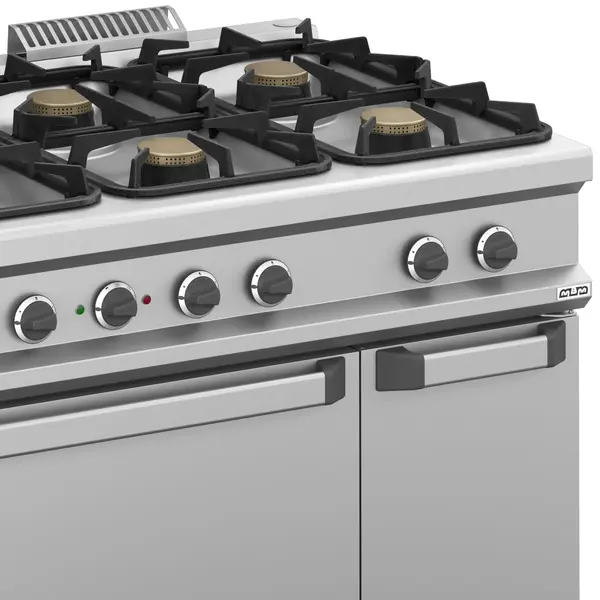 Fornuis + Oven | MAGISTRA PLUS 900 | Gas/Elektrisch | 6 Branders (6x 5.5kW) + 2/1 GN Oven (6kW-400V) | Waakvlam | Neutraal Vak | 1200x900x850(h)mm