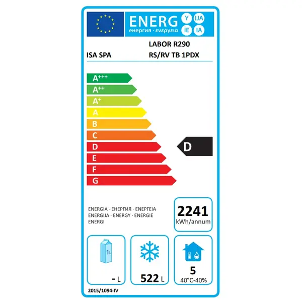 IJsvrieskast | 641L (66x 5L) | RVS | -15°C/-18°C | Statisch + Ventilator | 710x951x2092/2152(h)mm
