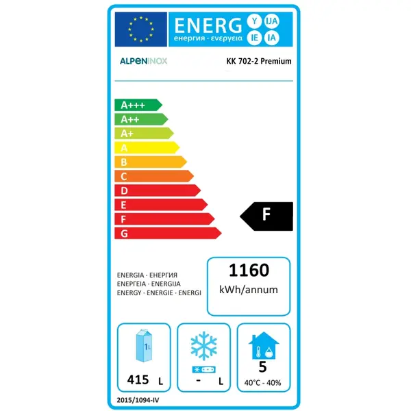 Koelkast | 670L (2/1 GN) | RVS | -2°C/+10°C | Geforceerd | Touchscreen + App | Temperatuur-/Deuralarm | 710x835x2050/2105(h)mm
